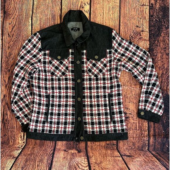Saint + Sofia‎ Denim Boucle Jacket Size 10 - Picture 1 of 12